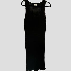 Wilfred Black Open Crochet Knit Midi Beach Coverup Dress- Sz-S